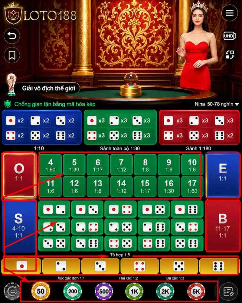 Cách chơi sảnh Luck AI Casino tại loto188 – Chọn mức tiền cược