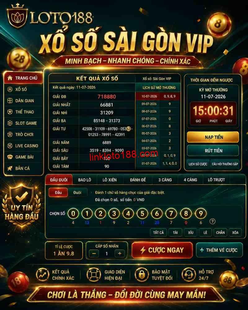Cách Vào Mục Xổ Số Sài Gòn VIP Trong Trang Game Loto188