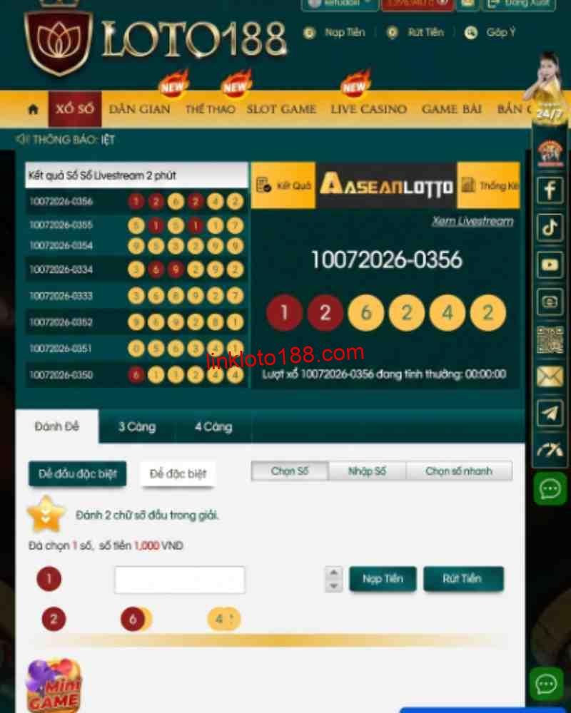 Xổ số livestream 2 phút tại Loto188: Hướng dẫn chơi xổ số online nhanh
