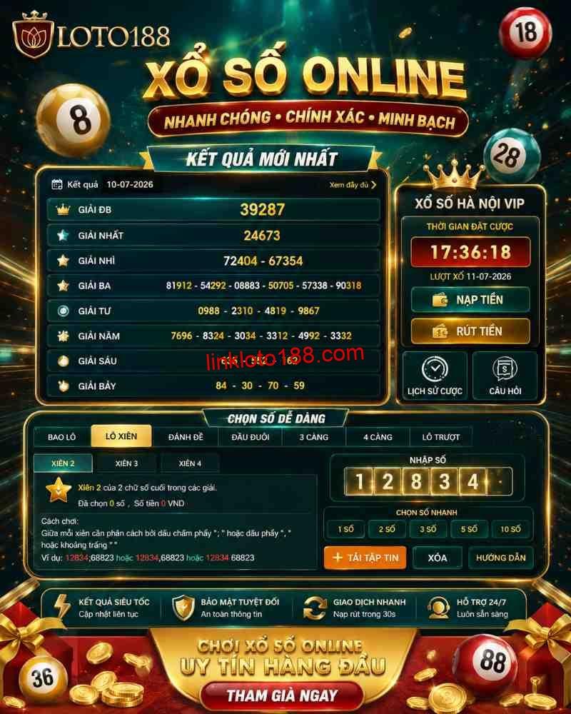 Loto188 và xổ số Hà Nội VIP trong trang game Loto188