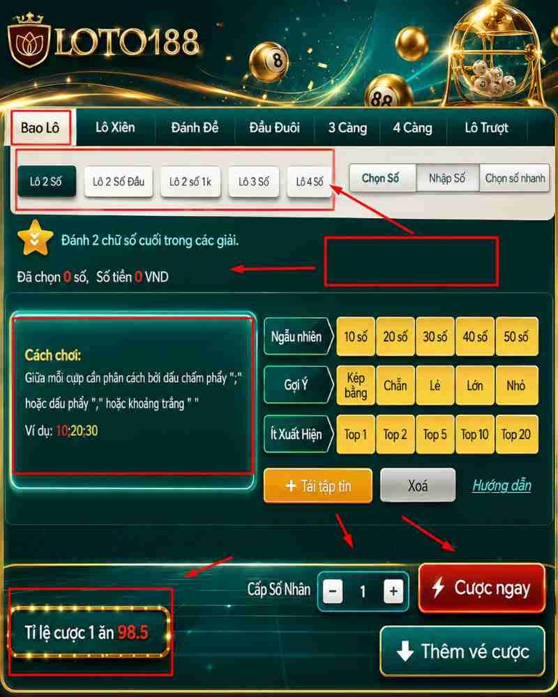 Loto188, xổ số, xổ số online và cách chơi Bao Lô
