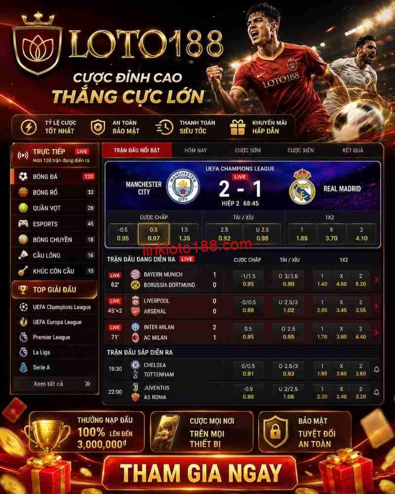Bảng thưởng hoàn cược thể thao hàng tuần tại loto188