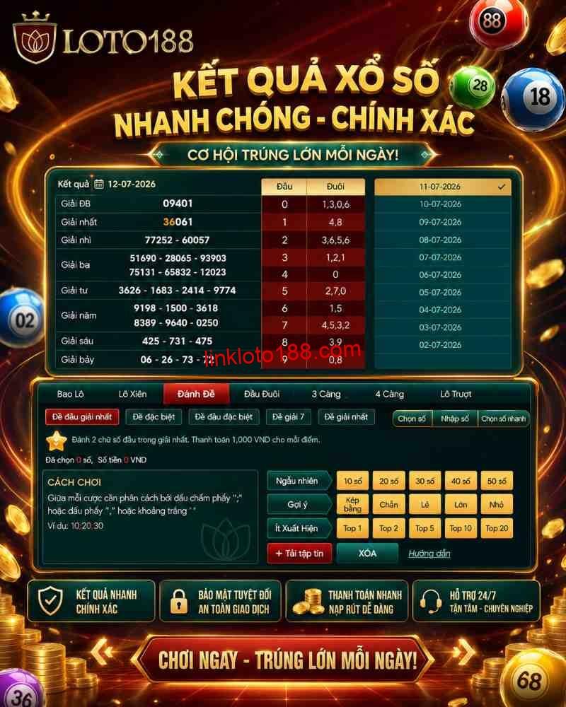 Cách chơi xổ số miền Bắc trong trang game Loto188: Hướng dẫn vào game từng bước