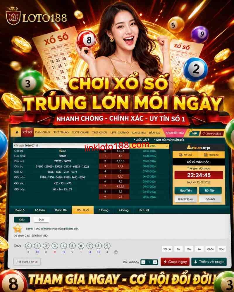 Cách chơi xổ số miền Bắc trong trang game Loto188: Hướng dẫn đặt cược chi tiết