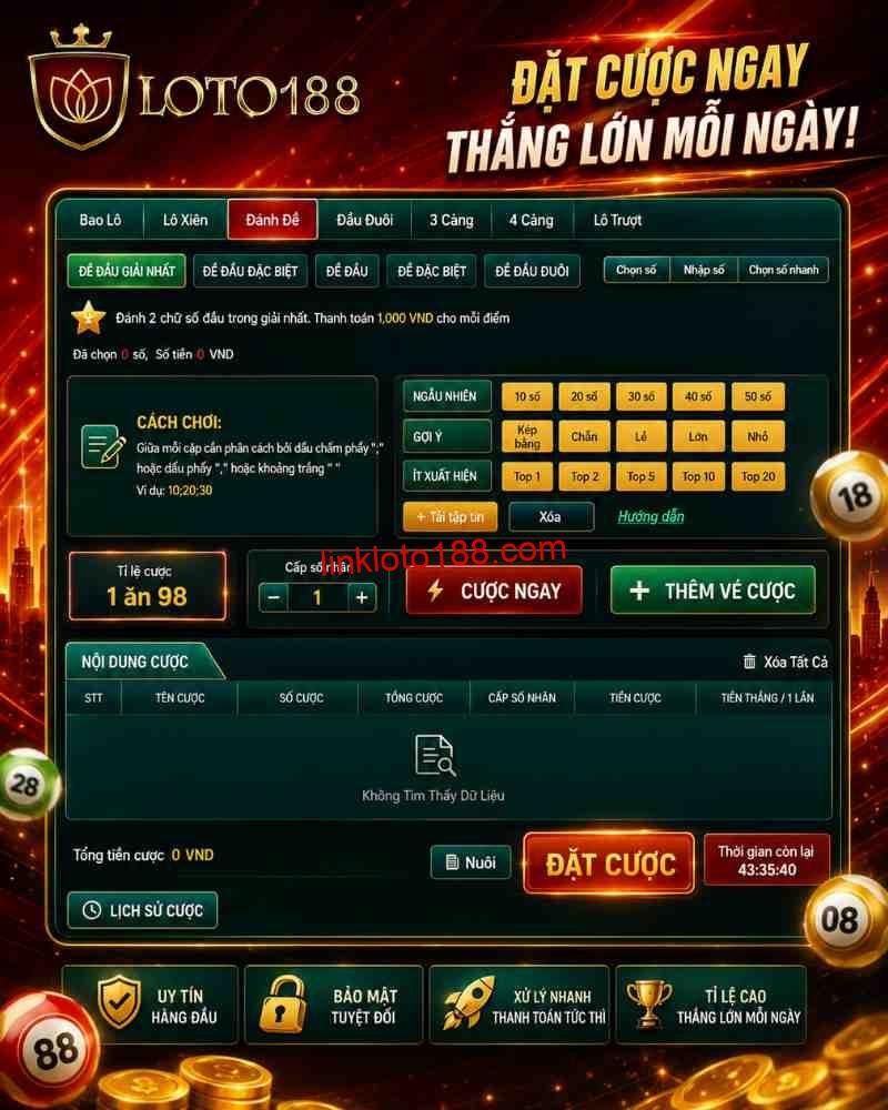 Cách chơi xổ số miền Nam trong trang game Loto188 với các kiểu cược phổ biến